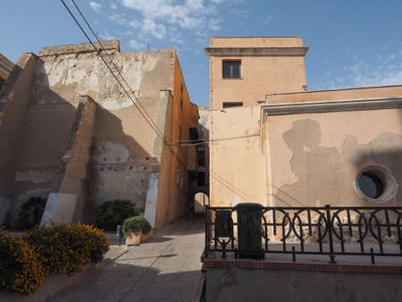 Castello quarter aka Casteddu e susu (meaning Upper Castle in Sard) old medieval town city centre in Cagliari, Italyの写真素材