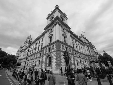 LONDON, UK - CIRCA JUNE 2017: HMRC Her Majesty Revenue and Customs building in black and whiteのeditorial素材