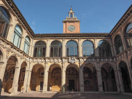 BOLOGNA, ITALY - CIRCA SEPTEMBER 2017: Archiginnasio palace seat of the first city university and...
