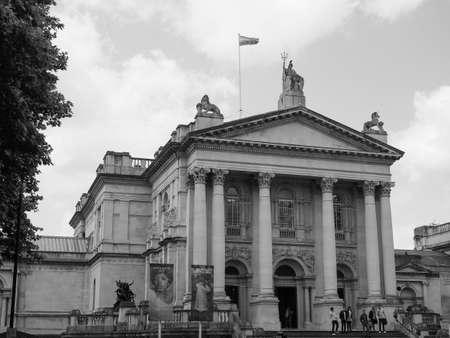 LONDON, UK - CIRCA JUNE 2017: Tate Britain art gallery in black and white