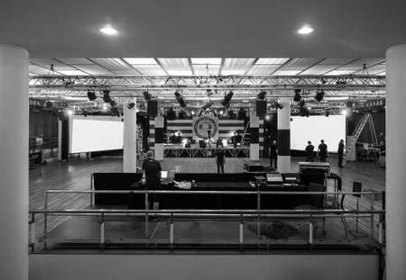 LONDON, UK - CIRCA JUNE 2017: The Royal Festival Hall built as part of the Festival of Britain national celebrations in 1951 is still in use as a major music and entertainment venue in black and whiteのeditorial素材