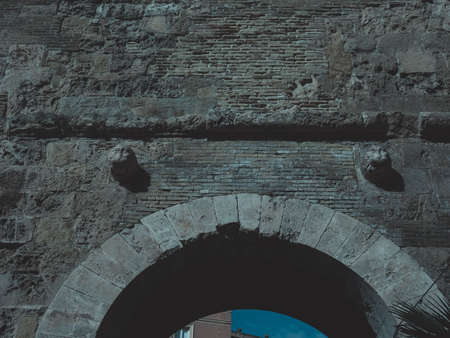 Porta dei Due Leoni (meaning Two Lions Gate) in Castello quarter in Cagliari, Italyの写真素材