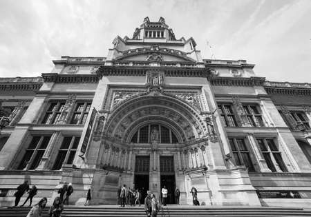 LONDON, UK - CIRCA JUNE 2017: Victoria and Albert (VA) museum in black and white