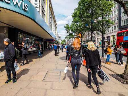 LONDON, UK - CIRCA JUNE 2017: People in Oxford Street, high dynamic rangeのeditorial素材
