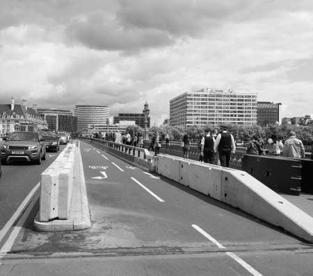 LONDON, UK - CIRCA JUNE 2017: People in central London in black and white
