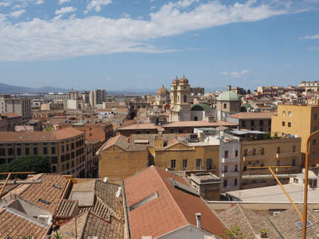 Aerial view of the city of Cagliari, Italyの写真素材