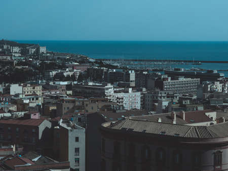 Aerial view of the city of Cagliari, Italyの写真素材