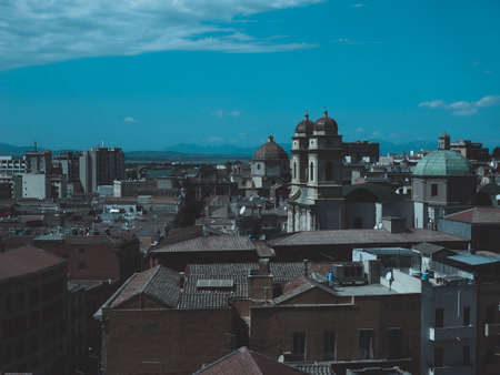 Aerial view of the city of Cagliari, Italyのeditorial素材