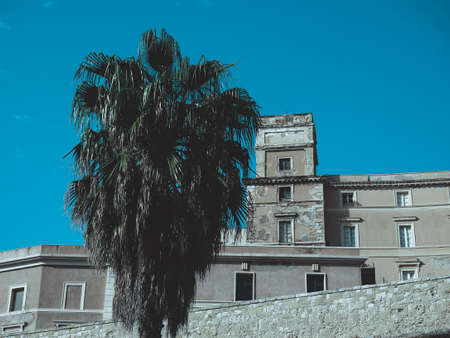 Castello quarter aka Casteddu e susu (meaning Upper Castle in Sard) old medieval town city centre in Cagliari, Italyの写真素材