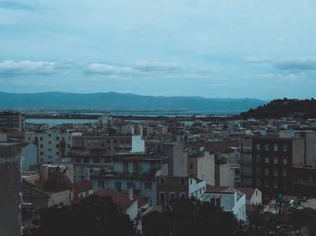 Aerial view of the city of Cagliari, Italyの写真素材