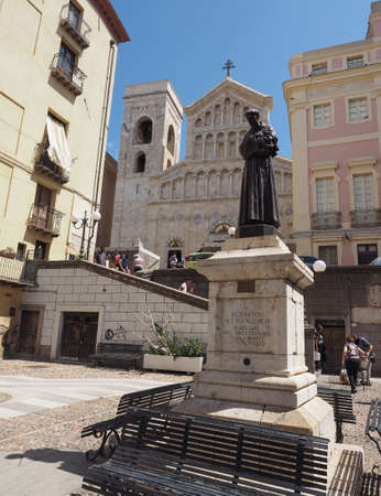 CAGLIARI, ITALY - CIRCA SEPTEMBER 2017: Statue of San Francesco (Saint Francis of Assisi)のeditorial素材