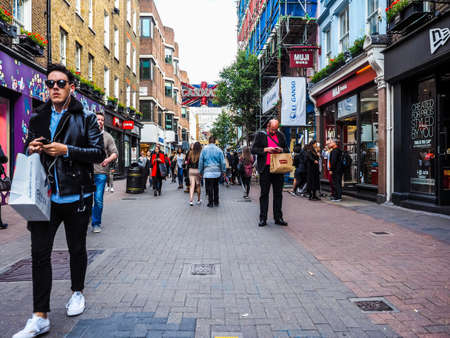 LONDON, UK - CIRCA JUNE 2017: Carnaby Street in Soho, high dynamic rangeのeditorial素材