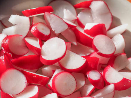 radish (Raphanus sativus) vegetables vegetarian and vegan food slicedの写真素材