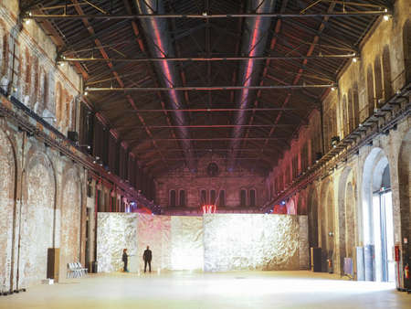 TURIN, ITALY - CIRCA OCTOBER 2017: OGR (Officine Grandi Riparazioni) meaning train repair shop is a large industrial building once used by national rails to repair locomotivesのeditorial素材