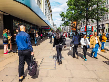 LONDON, UK - CIRCA JUNE 2017: People in Oxford Street, high dynamic rangeのeditorial素材