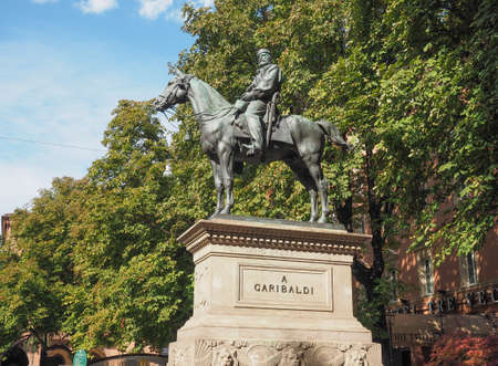 BOLOGNA, ITALY - CIRCA SEPTEMBER 2017: Giuseppe Garibaldi equestrian statueのeditorial素材