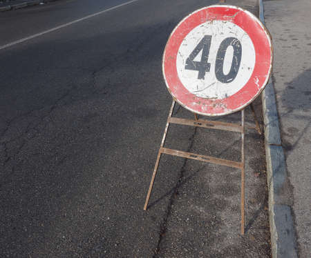 Regulatory signs, maximum speed limit 40 mph traffic sign with copy space