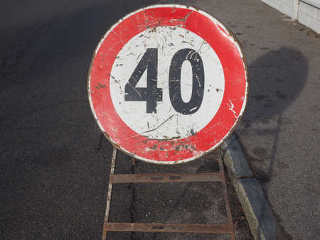 Regulatory signs, maximum speed limit 40 mph traffic signの写真素材