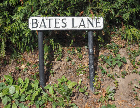 Bates Lane sign in Tanworth In Arden, UKの写真素材
