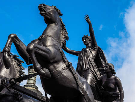 LONDON, UK - CIRCA JUNE 2017: Statue of Boadicea Boudicca Queen of the Iceni who died AD 61 after leading her people against the Roman invaders (high dynamic range)のeditorial素材