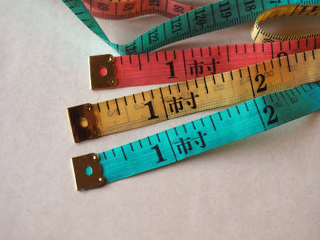 Tailor tape ruler. The Chinese text means Cun, aka the Chinese Inch measuring unitの写真素材
