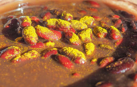 red kidney beans curry, variety of common bean (Phaseolus vulgaris) legumes vegetables vegetarian food, Indian cuisineの写真素材