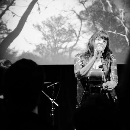 TURIN, ITALY - NOVEMBER 26, 2017: Lydia Lunch and Cypress Grove concert at Blah Blah, in black and whiteのeditorial素材