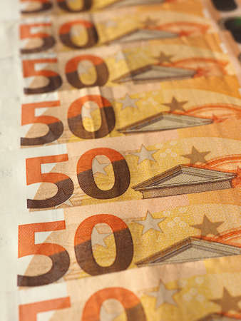 Fifty Euro banknotes money (EUR), currency of European Union