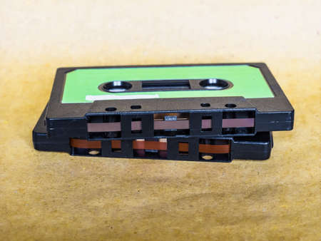 magnetic tape cassette for analog audio music recording, grunge authentic vintage feel
