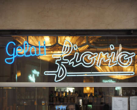 TURIN, ITALY - CIRCA JANUARY 2018: Gelati Fiorio ice cream shope storefrontのeditorial素材