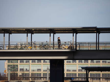 TURIN, ITALY - CIRCA JANUARY 2018: Lingotto pedestrian bridgeのeditorial素材