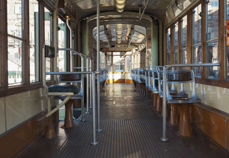TURIN, ITALY - CIRCA JANUARY 2018: Vintage tramway train for public transportのeditorial素材