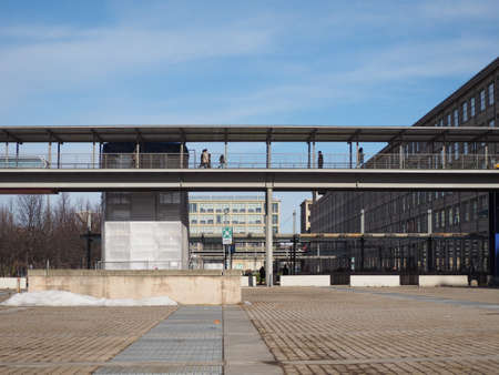 TURIN, ITALY - CIRCA JANUARY 2018: Lingotto pedestrian bridgeのeditorial素材
