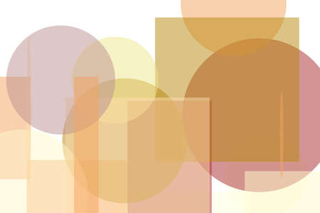 Abstract minimalist brown yellow illustration with circle and ellipses squares and rectangles useful as a backgroundの写真素材