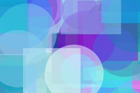 Abstract minimalist violet blue illustration with circles squares useful as a background