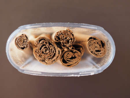 Cinnamon (Cinnamomum verum) spice used in sticks or powderの写真素材