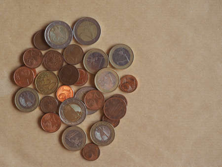 Euro coins money (EUR), currency of European Union with copy space