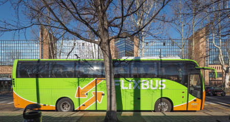 TURIN, ITALY - CIRCA FEBRUARY 2018: Flixbus coach at Turin international bus stationのeditorial素材