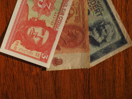vintage withdrawn money of communist countries including Cuba, Soviet Union (SSSR), East Germany (DDR)の写真素材