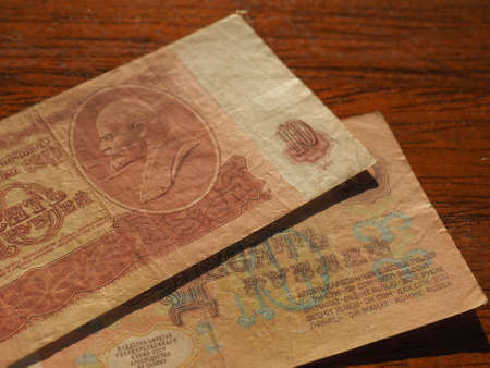 Russian Ruble banknotes money (RUB), currency of Soviet Union with Leninの写真素材