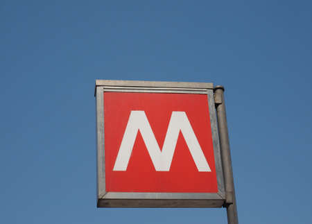 MILAN, ITALY - CIRCA APRIL 2018: underground station signのeditorial素材