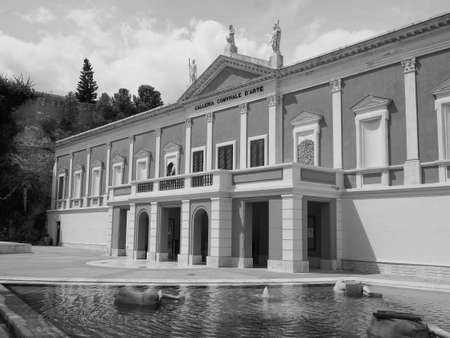 CAGLIARI, ITALY - CIRCA SEPTEMBER 2017: Galleria Comunale d Arte (meaning Municipal Art Gallery) in black and whiteのeditorial素材