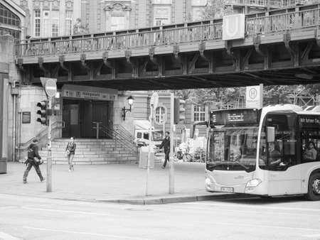 HAMBURG, GERMANY - CIRCA MAY 2017: S-Bahn (S-Train) rapid transit system in black and whiteのeditorial素材