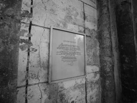 Gedenk Kapelle (commemorative chapel) at St Marien (St Mary) church in Luebeck, Germany in black and whiteの写真素材