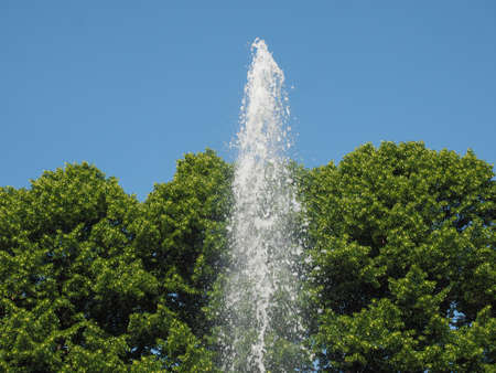 fountain jet of water high in the sky, high shutter speed freeze motion