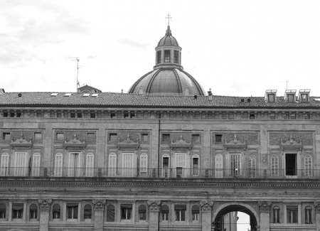 View of the old city centre in Bologna, Italy in black and white