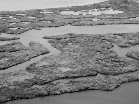 Aerial view of Stagno di Santa Gilla aka Stagno di Cagliari (meaning Pool of Cagliari) coastal...