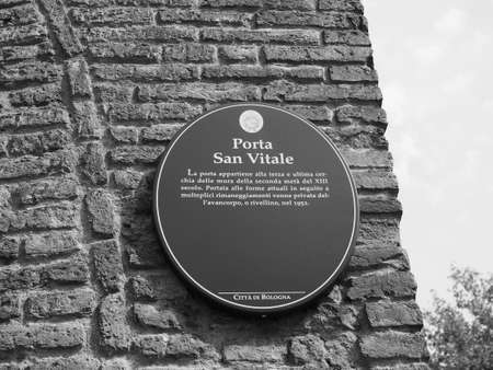 BOLOGNA, ITALY - CIRCA SEPTEMBER 2017: Porta San Vitale city gate in black and white