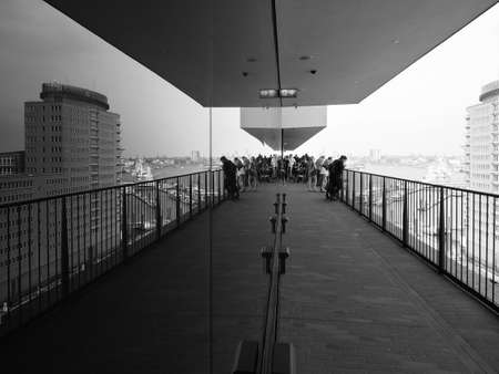 HAMBURG, GERMANY - CIRCA MAY 2017: The Plaza at Elbphilharmonie concert hall designed by Herzog and...
