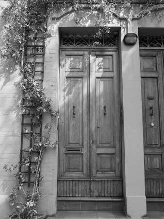 BOLOGNA, ITALY - CIRCA SEPTEMBER 2017: Via Paolo Fabbri 43, house of Italian musician Francesco Guccini in black and whiteのeditorial素材